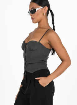 Princess Polly Archette Corset Vest  Grey Shop