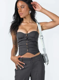 Princess Polly Archette Corset Vest  Slate New