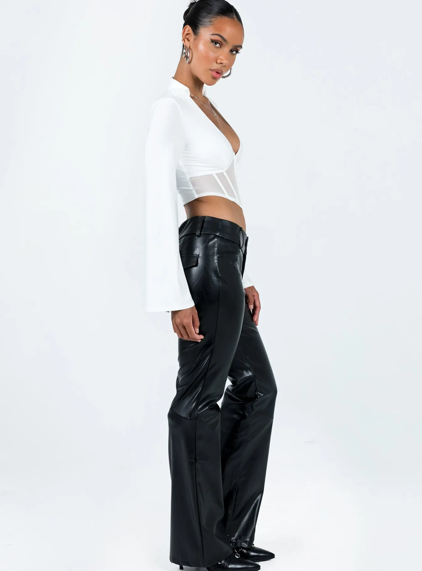 Princess Polly Archette Faux Leather Pants Black Online