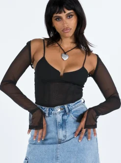 Princess Polly Archo Mesh Bodysuit Black Outlet
