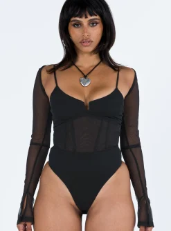 Princess Polly Archo Mesh Bodysuit Black Outlet