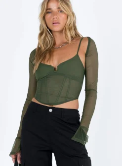 Princess Polly Archo Mesh Corset Green Best Sale