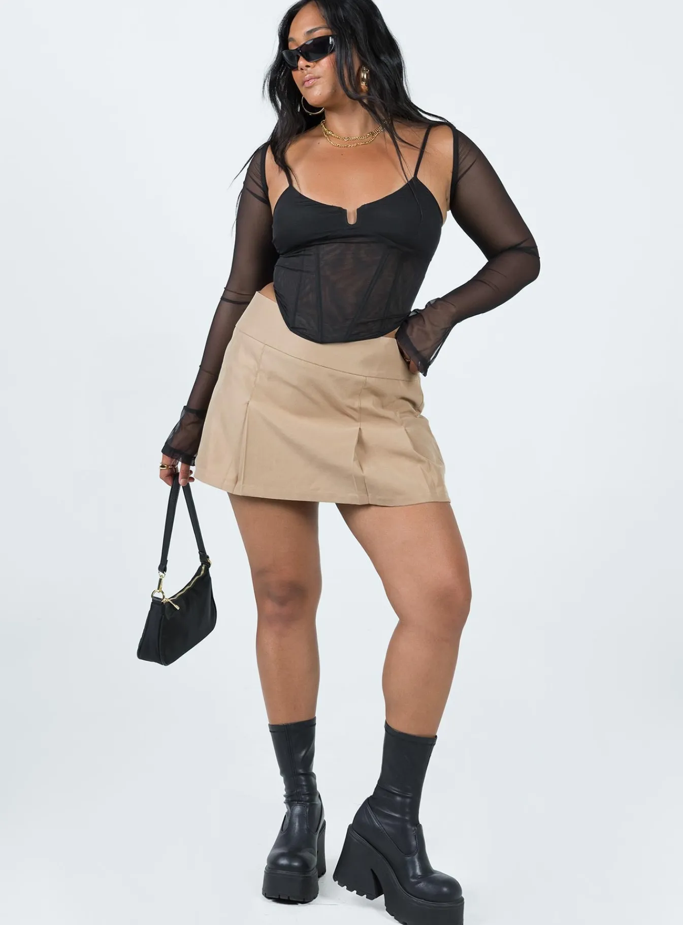 Princess Polly Archo Mesh Corset Black New