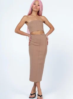Princess Polly Archy Midi Dress  Beige Shop