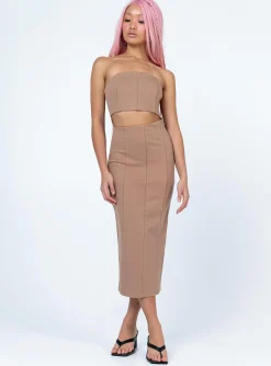 Princess Polly Archy Midi Dress  Beige Shop