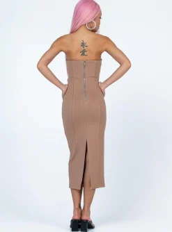 Princess Polly Archy Midi Dress  Beige Shop