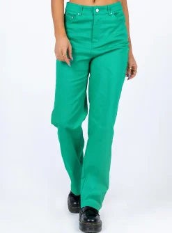 Princess Polly Arcos Denim Jeans  Green Outlet