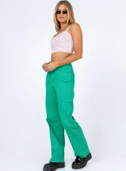 Princess Polly Arcos Denim Jeans  Green Outlet
