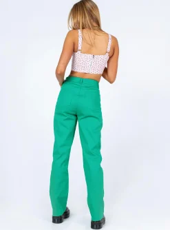 Princess Polly Arcos Denim Jeans  Green Outlet