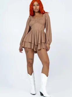 Princess Polly Arley Romper  Brown Store