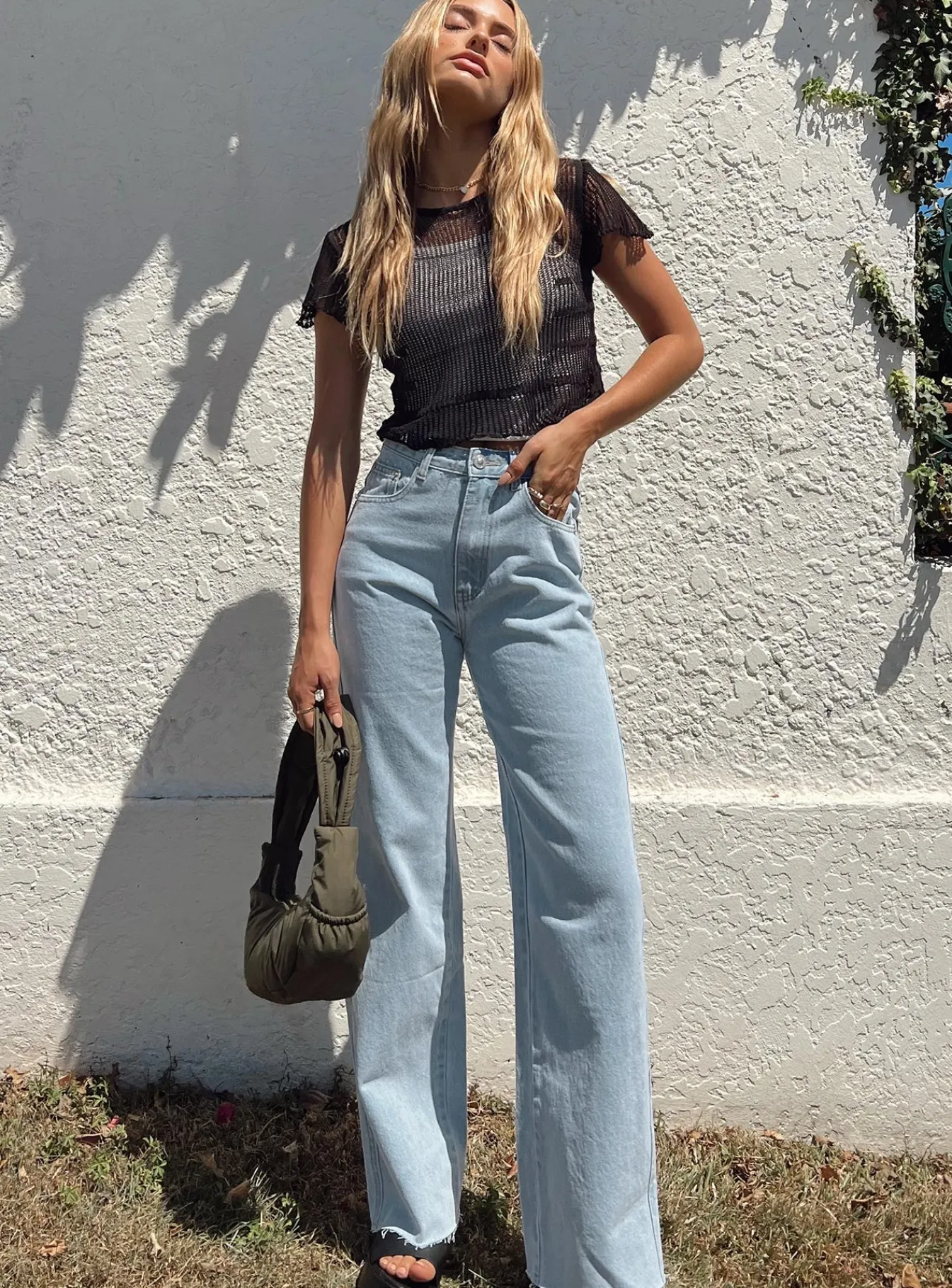 Princess Polly Arlington Straight Leg Denim Jeans Light Wash Light Wash Denim Sale