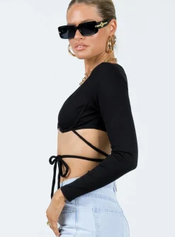 Princess Polly Armitage Long Sleeve Top  Black Discount