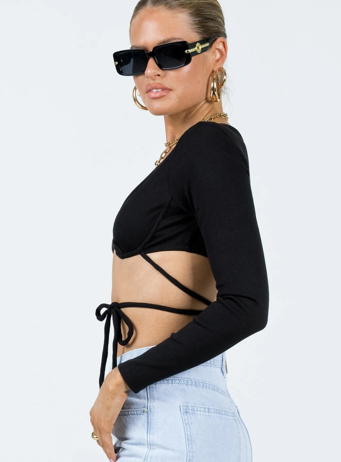 Princess Polly Armitage Long Sleeve Top  Black Discount