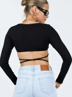 Princess Polly Armitage Long Sleeve Top  Black Discount