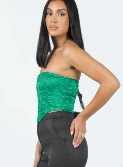 Princess Polly Armona Strapless Top  Green Outlet
