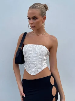 Princess Polly Armona Strapless Top  Cream Best Sale