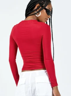 Princess Polly Arnim Long Sleeve Top  Red Online