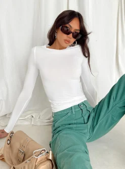 Princess Polly Arnim Long Sleeve Top White New