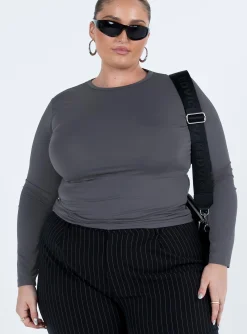 Princess Polly Arnim Long Sleeve Topcurve   Grey Shop