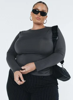 Princess Polly Arnim Long Sleeve Topcurve   Grey Shop