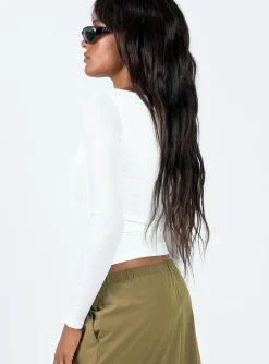 Princess Polly Arthie Long Sleeve Toplow Impact   White Shop
