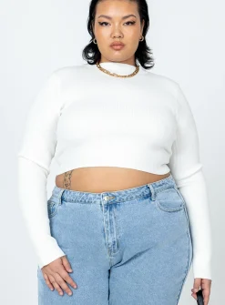 Princess Polly Arthur Long Sleeve Topcurve   White Store