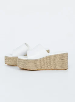 Princess Polly Arton Espadrille Platform Sandals White New