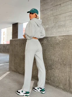 Princess Polly Arya Straight Leg Track Pants Grey New