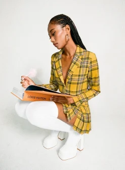 Princess Polly As If Blazer  Yellow Outlet