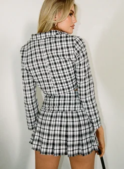 Princess Polly As If Mini Skirtcheck   Black Clearance