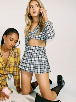 Princess Polly As If Mini Skirtcheck   Black Clearance