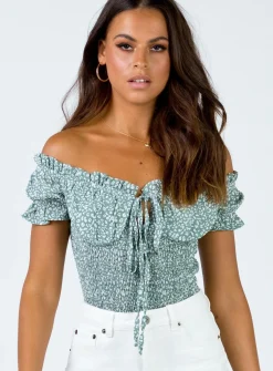 Princess Polly Asha Bodysuit   Green Clearance