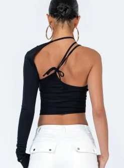 Princess Polly Ashbury Long Sleeve Top  Black New