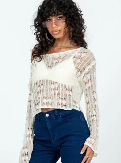 Princess Polly Asher Cropped Sweater  Cream Outlet