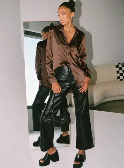 Princess Polly Ashlea Pu Pants  Black Store