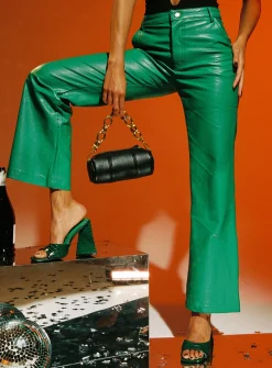 Princess Polly Ashlea Pu Pants  Green Clearance