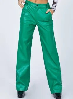 Princess Polly Ashlea Pu Pants  Green Clearance