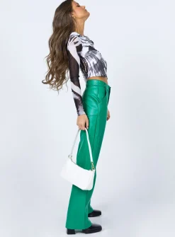 Princess Polly Ashlea Pu Pants  Green Clearance