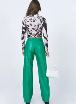 Princess Polly Ashlea Pu Pants  Green Clearance