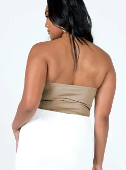Princess Polly Aston Strapless Bodysuit Beige Flash Sale