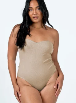 Princess Polly Aston Strapless Bodysuit Beige Flash Sale