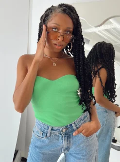 Princess Polly Aston Strapless Bodysuit  Green Discount