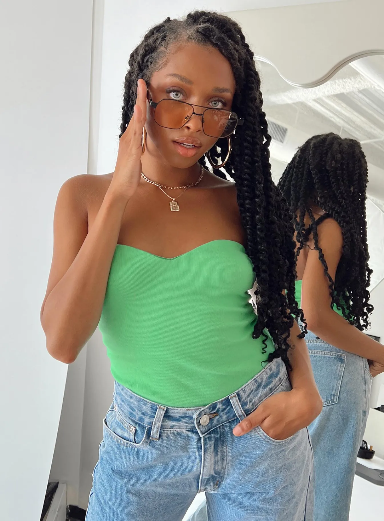 Princess Polly Aston Strapless Bodysuit Green Discount