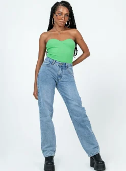 Princess Polly Aston Strapless Bodysuit Green Discount