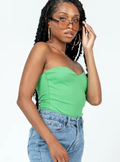 Princess Polly Aston Strapless Bodysuit Green Discount