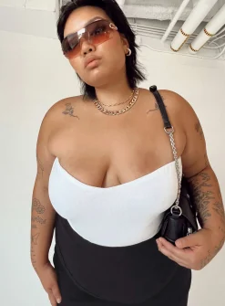 Princess Polly Aston Strapless Bodysuitcurve   White Store