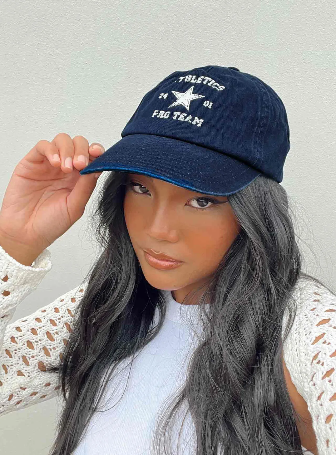 Princess Polly Athletics Pro Dad Cap / White Navy Hot