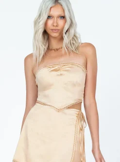 Princess Polly Atwood Strapless Top Mushroom   Beige Flash Sale