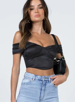 Princess Polly Aubrey Top  Black Hot