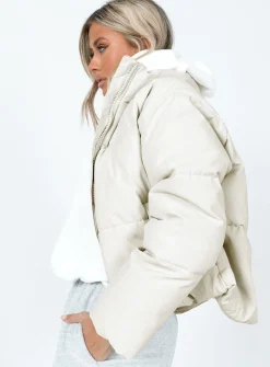 Princess Polly Augie Puffer Jacket  Cream Best